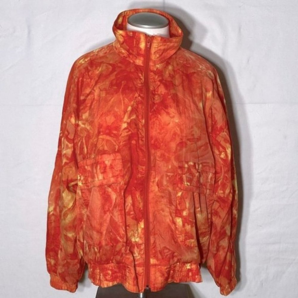 VINTAGE 90s Serenity Orange Full Zip Windbreaker M